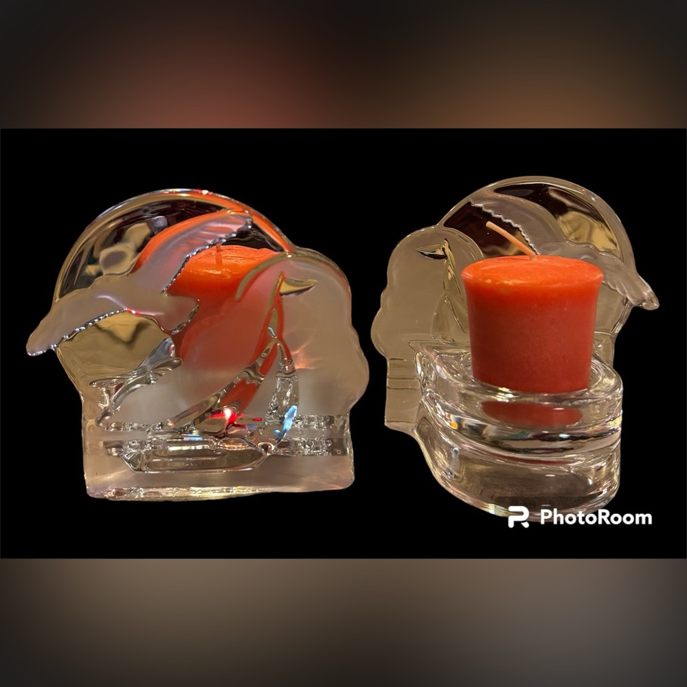 PartyLite Clear Seagull Tealight Candle Holder Set Of 2 P0510 Retired